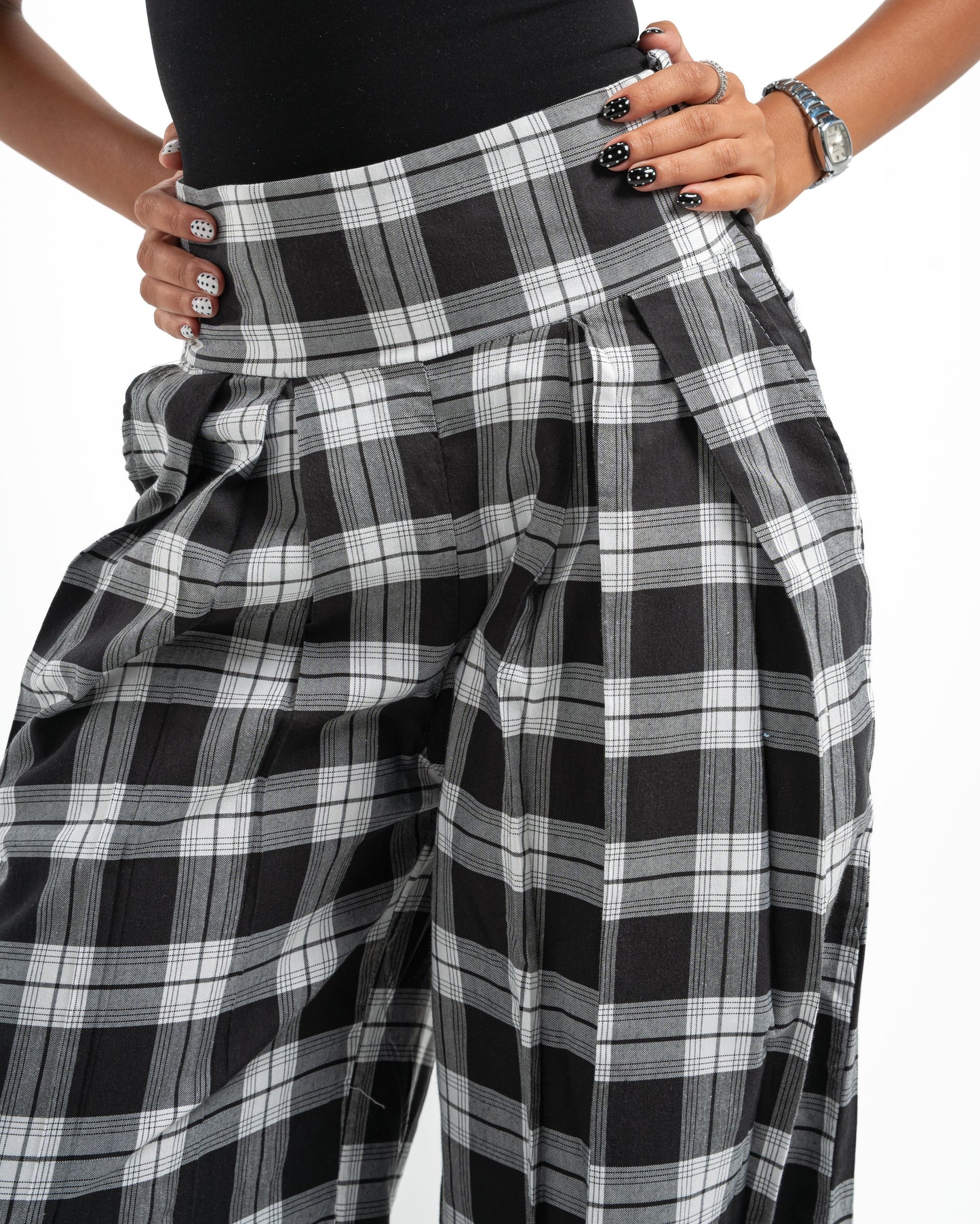 White x Black Plaid Pants