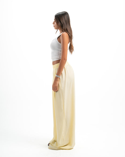 Butter Yellow Pleated Linen Pants