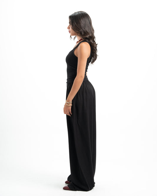 Black Pleated Linen Pants