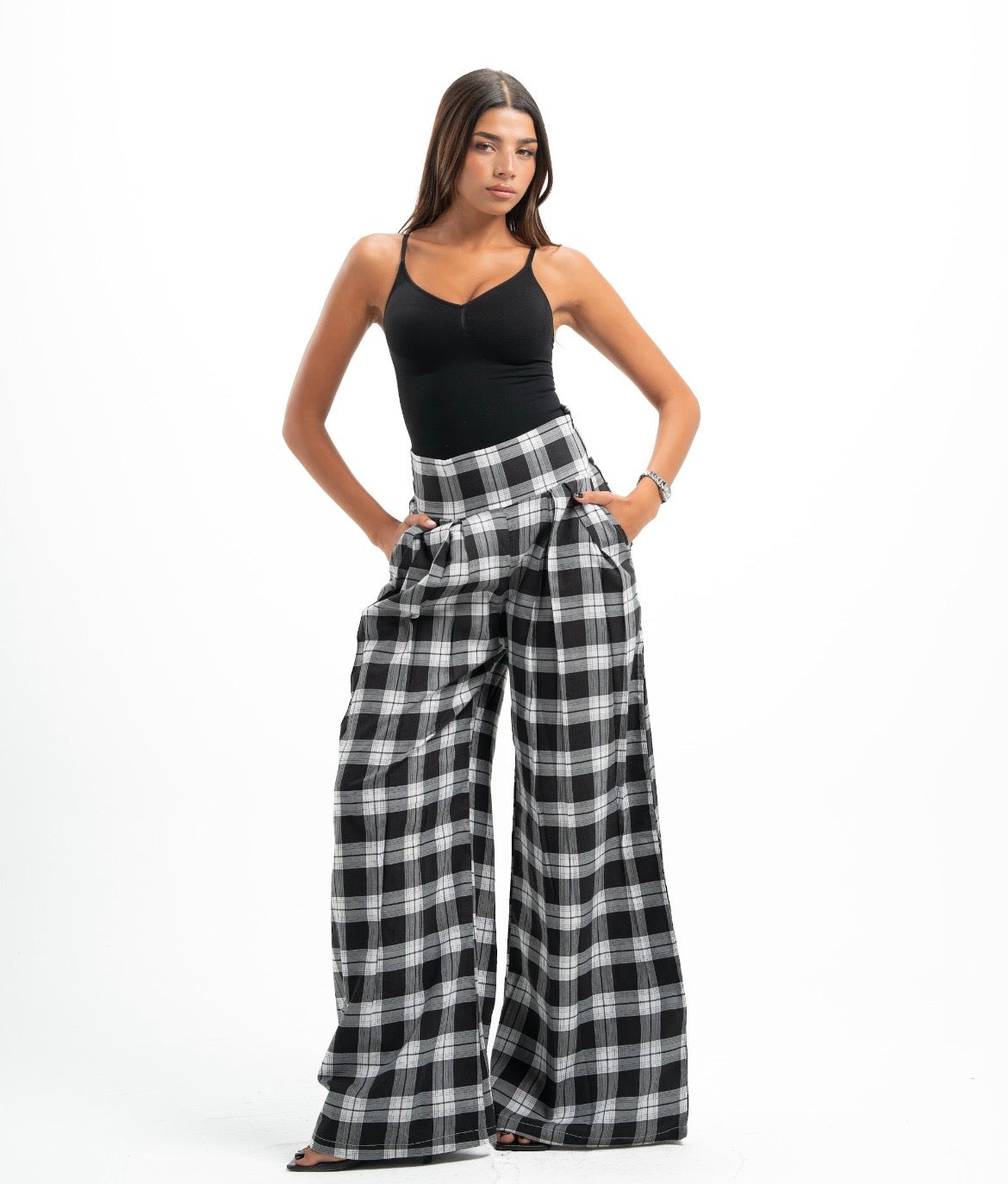 White x Black Plaid Pants