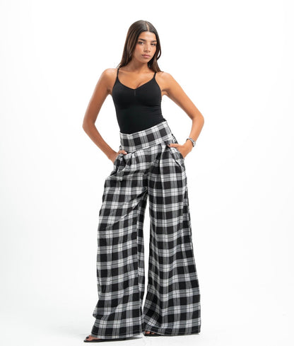 White x Black Plaid Pants