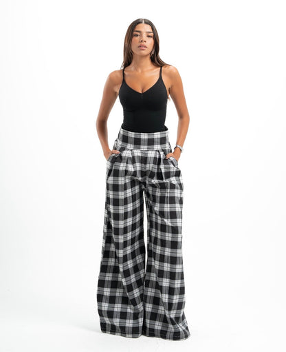 White x Black Plaid Pants