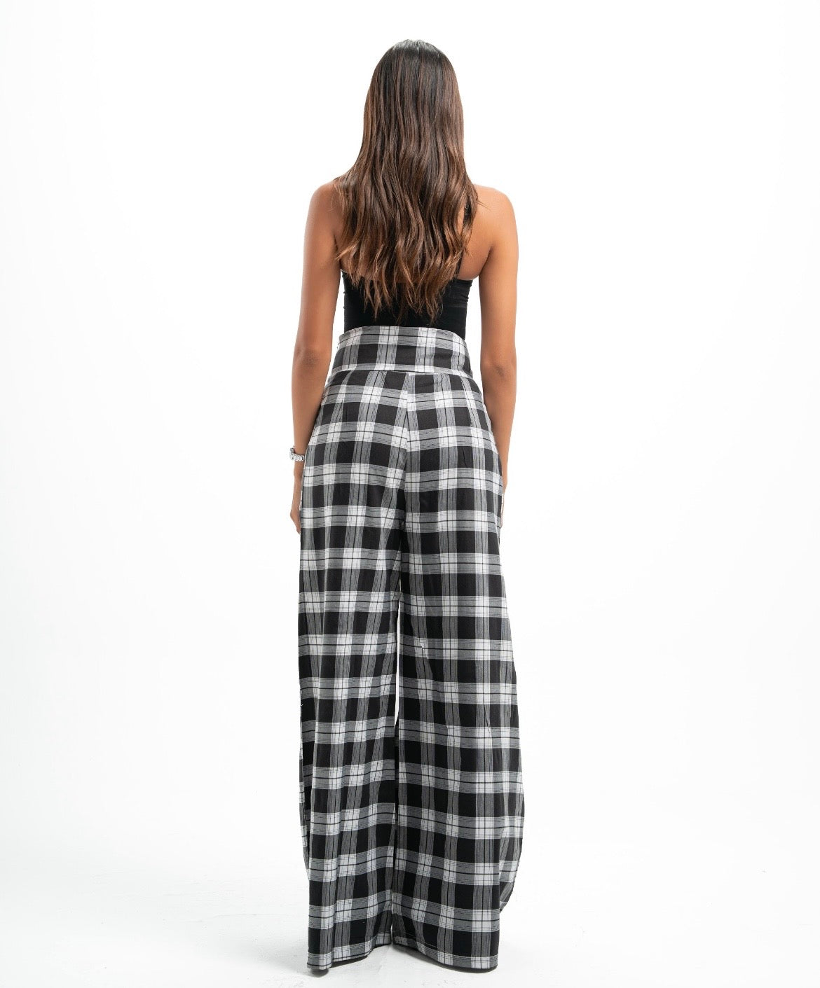 White x Black Plaid Pants