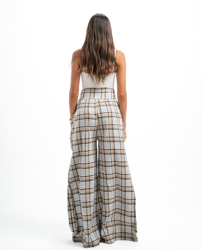 Yellowish Beige Plaid Pants