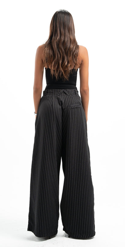 Black Pinstripe Tailored Pants