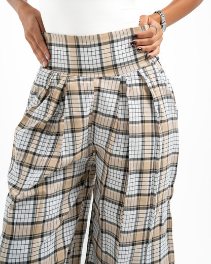 Yellowish Beige Plaid Pants