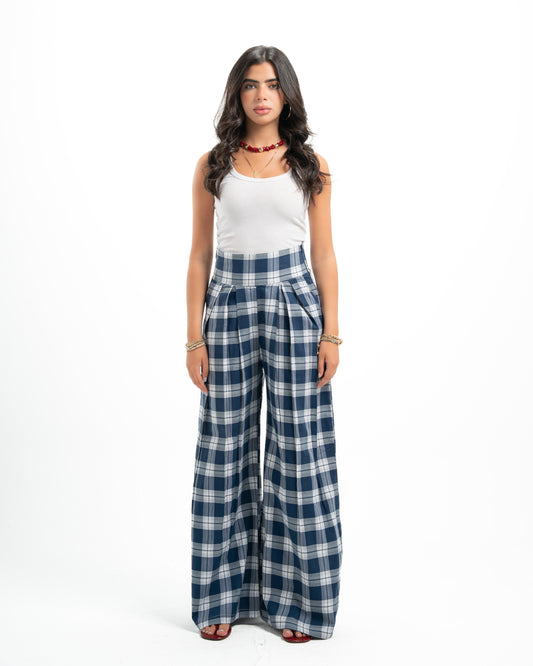 Blue x White Plaid Pants