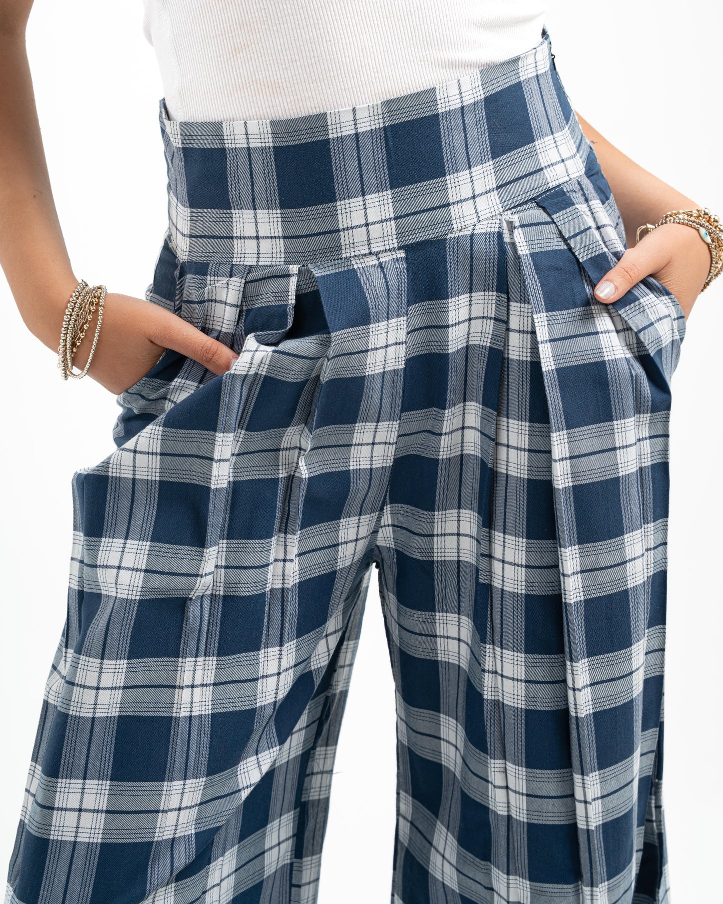 Blue x White Plaid Pants