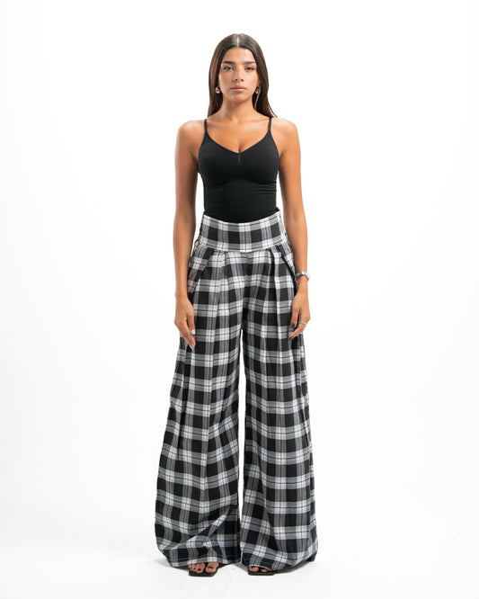 White x Black Plaid Pants