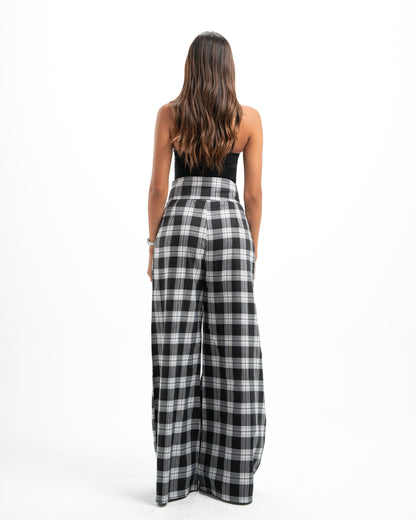 White x Black Plaid Pants