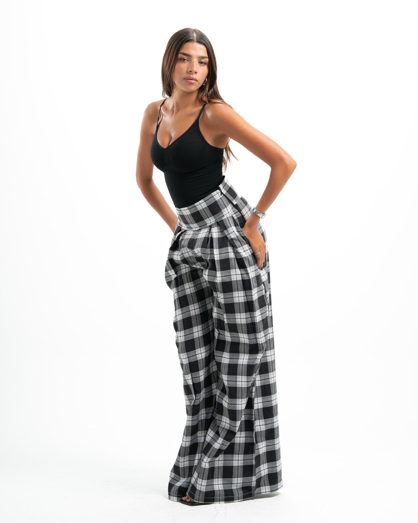 White x Black Plaid Pants