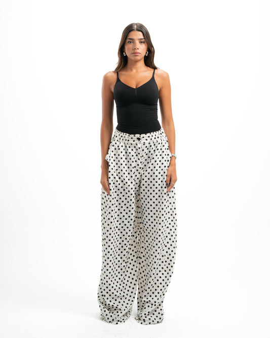 White Polka-Dot Pants