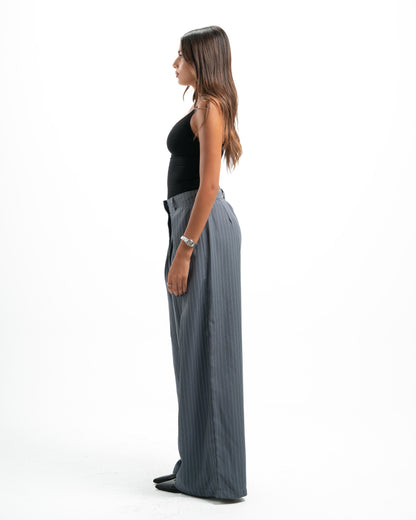 Grey Pinstripe Tailored Pants