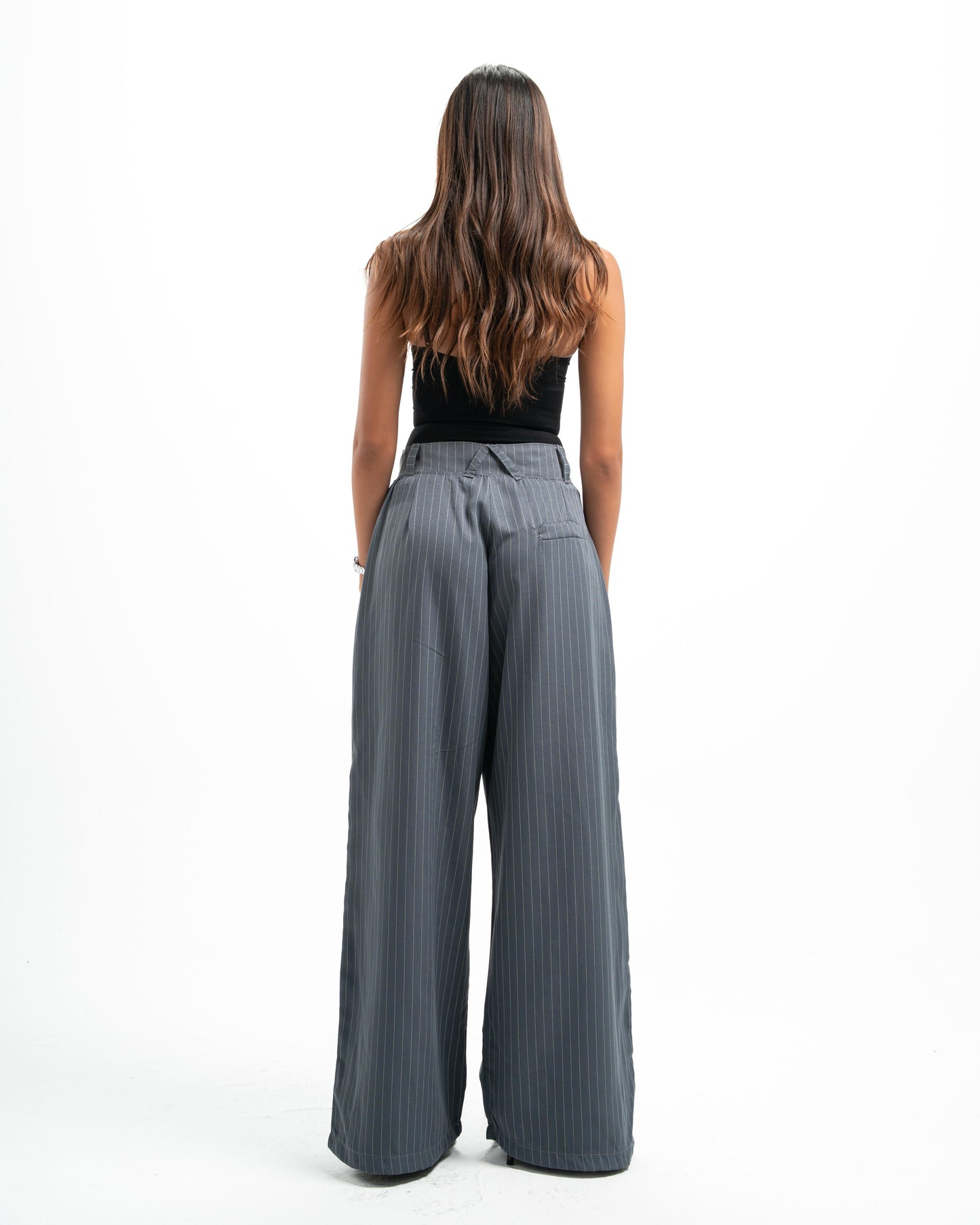 Grey Pinstripe Tailored Pants