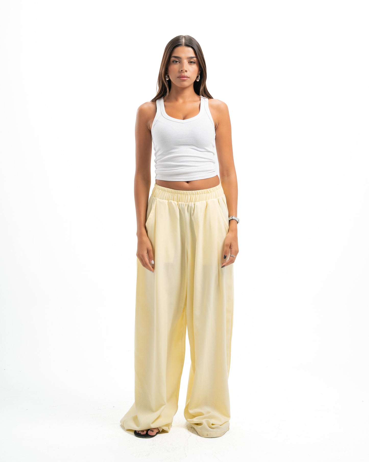 Butter Yellow Pleated Linen Pants