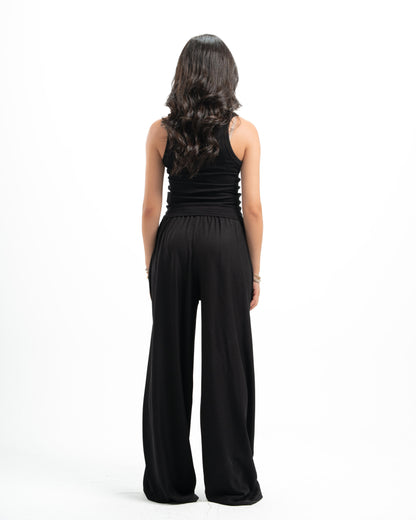 Black Pleated Linen Pants