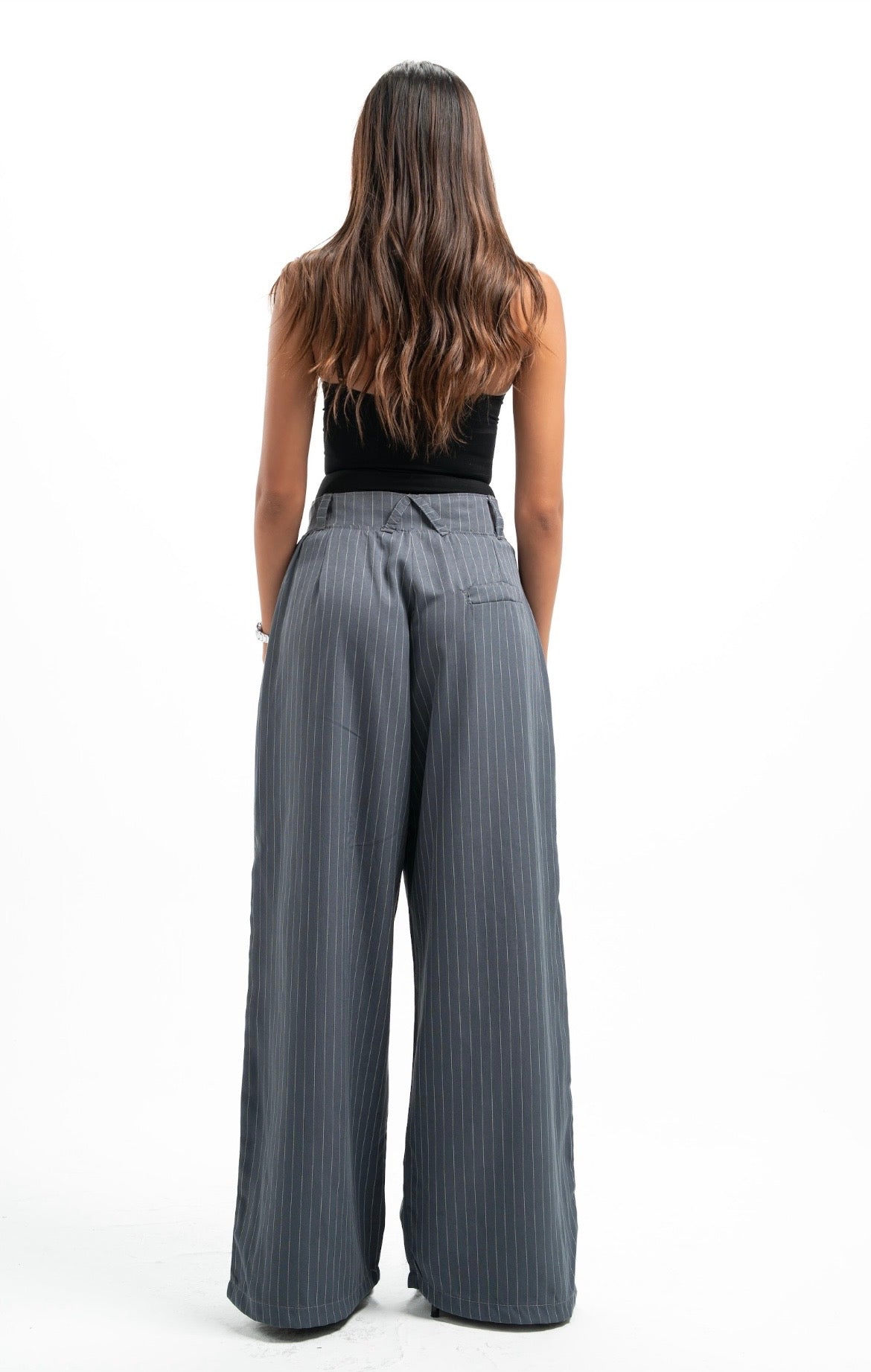 Grey Pinstripe Tailored Pants