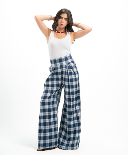 Blue x White Plaid Pants